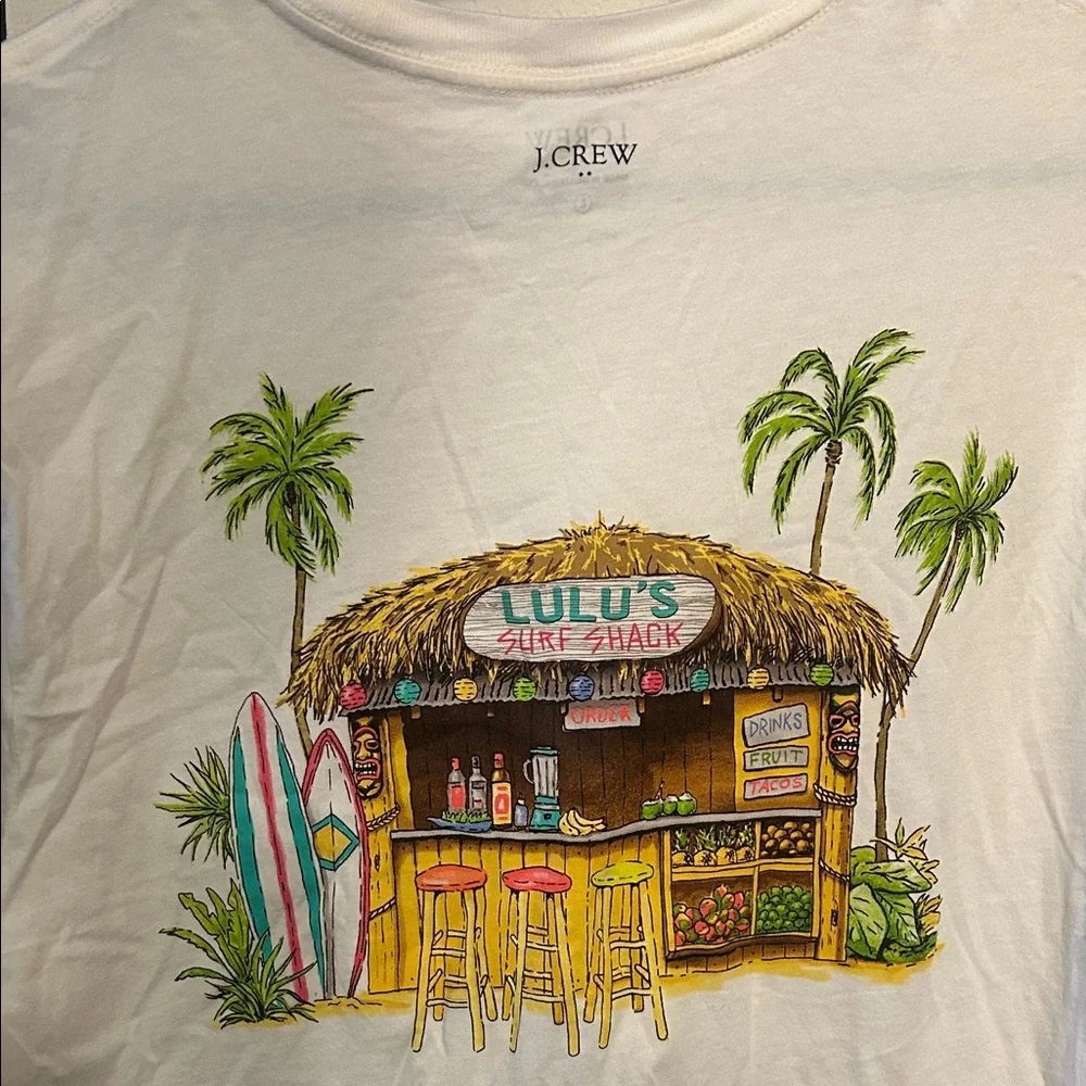 J Crew Lulu's Surf Shack Classic White Short Sleeve Tee